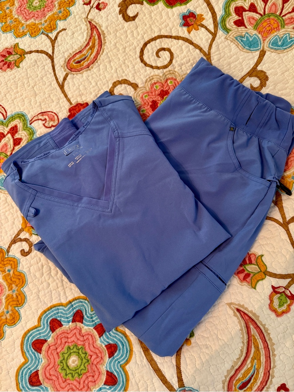 Cherokee Periwinkle Blue Scrub Top and Jogger Pants